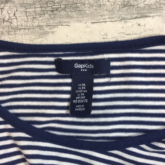 GAP Kids Navy Striped 3/4 Sleeve Nautical Sz 12 - Picture 5 of 5